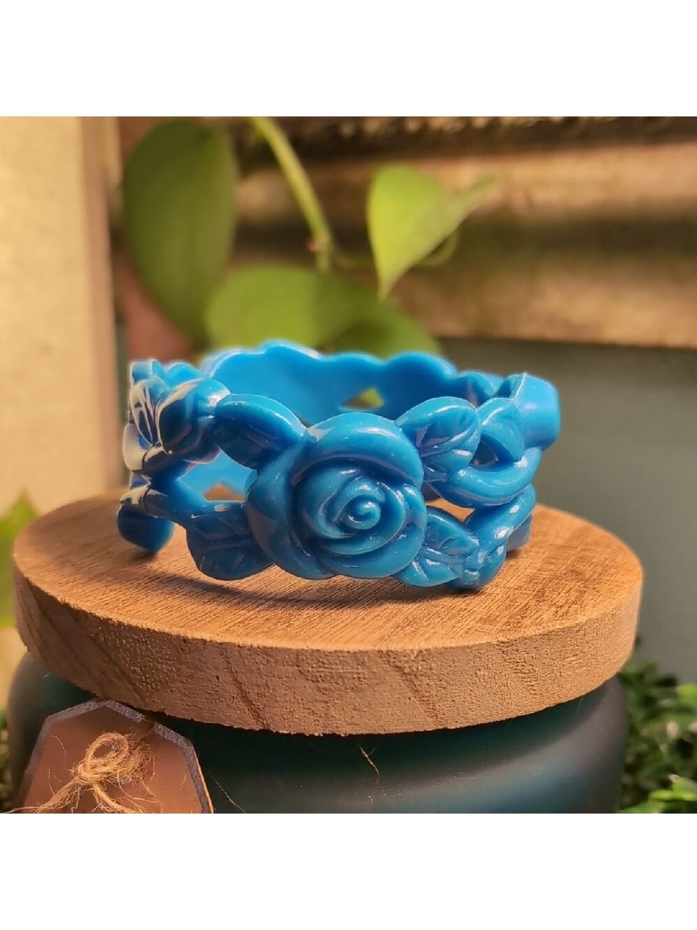 Funky And Chunky Blue Floral Women's Bracelet